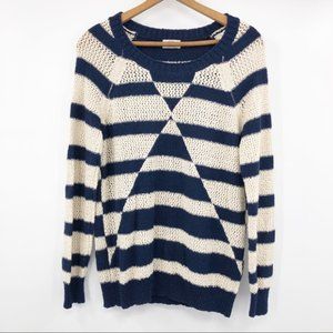 Madewell Wallace Chronicle cream navy blue chunky knit sweater S